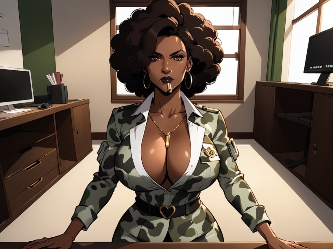 Almond Eyes, Rounded Ass, Glass Partition AI Porn