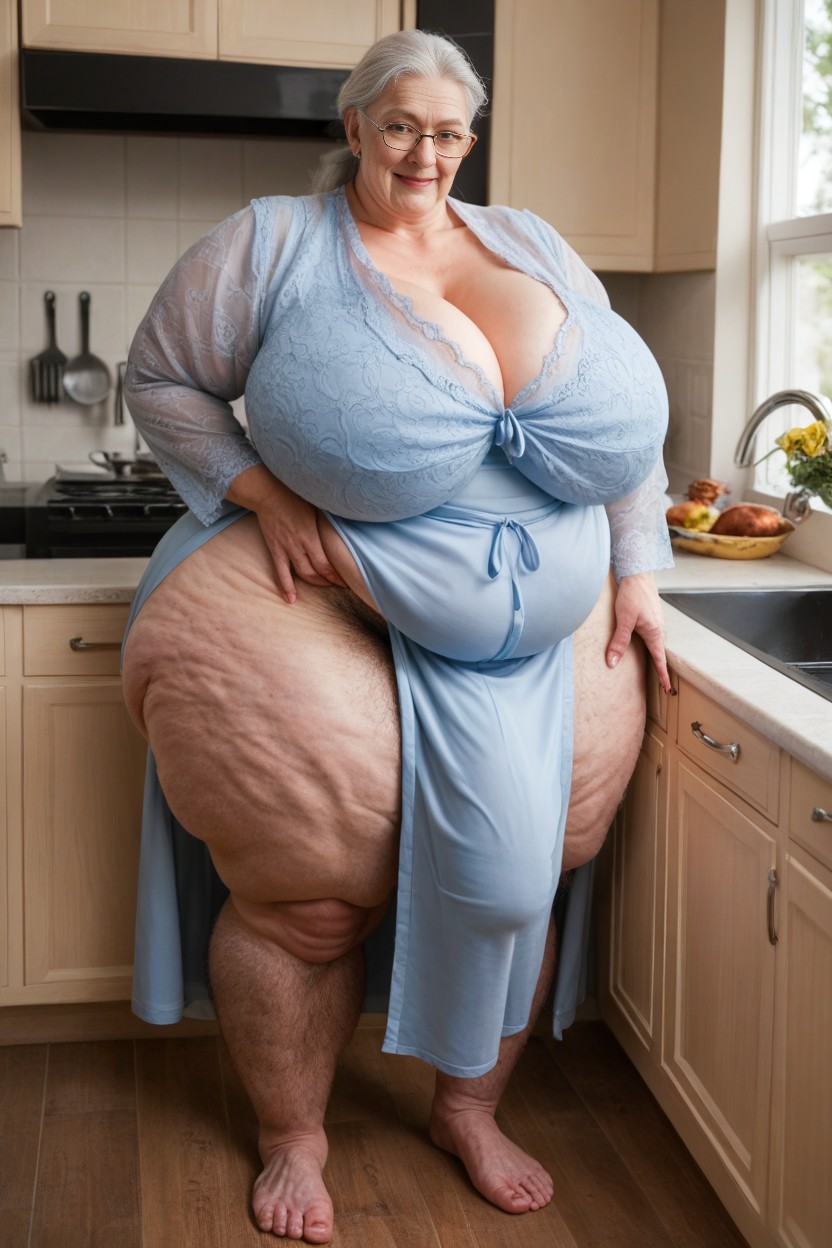 Hair Bun, Long Skirt, Kitchen AI Porn