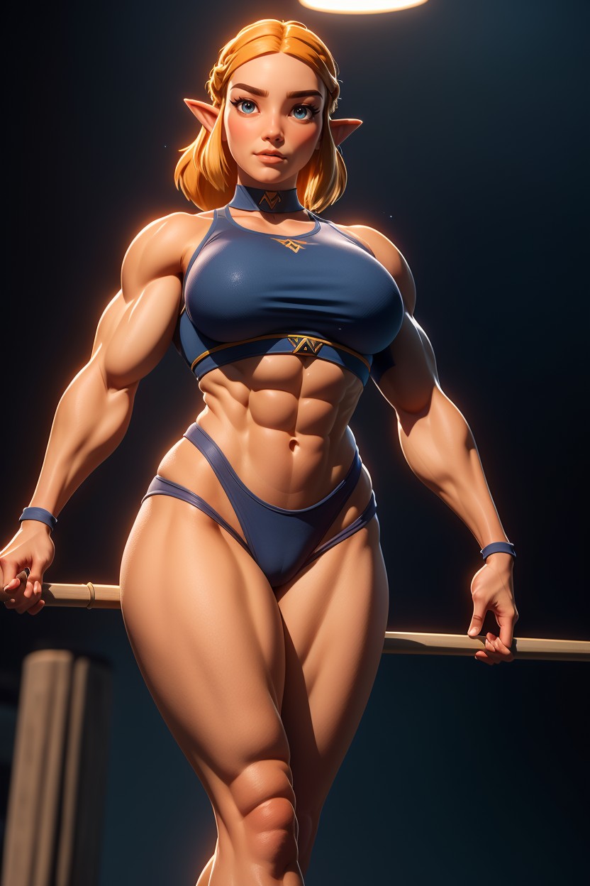 Muscular Arms, Underboob, Ripped Visible V-muscles Hentai AI Porn