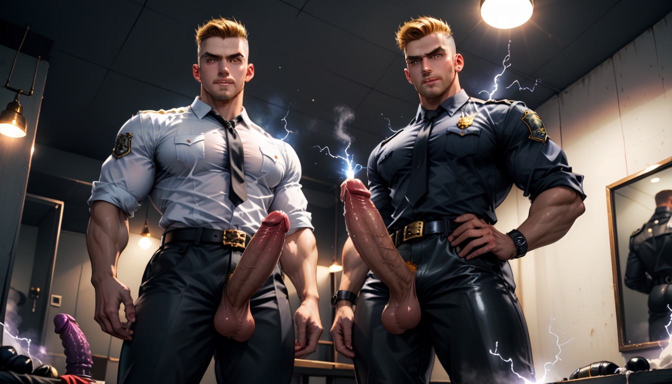 Wearing A Black Police Shirt, Serious Tops, Manly Shaved Face Porno gay IA