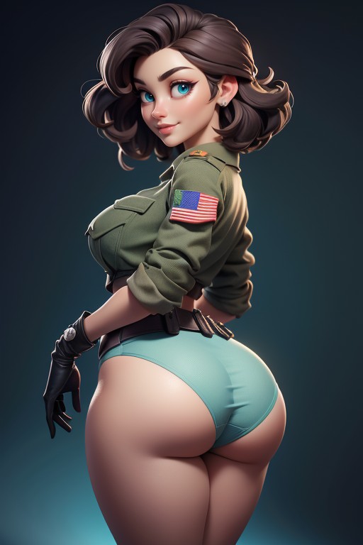 Green Military Pants, Black Gloves, Massive Ass Hentai AI Porn