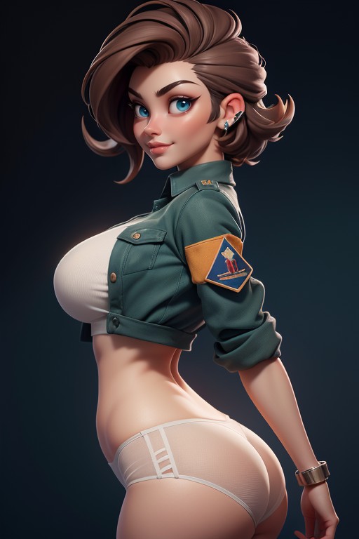 Military, White Underwear, Buzzcut Hentai AI Porn