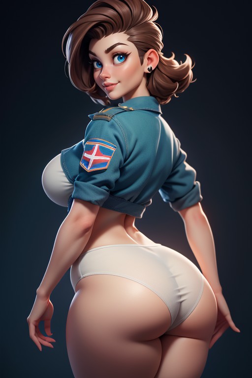 Sexy Smile Rear View, Head Bald On The Sides, Gi Joe Beautiful Gorgeous Face Hentai AI Porn