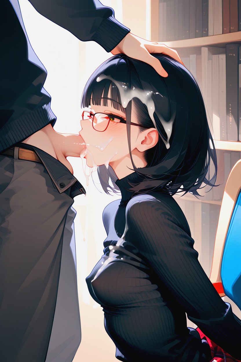 Ultra Detailed Face, Library, Rubbing Penis On Clothes Hentai IA