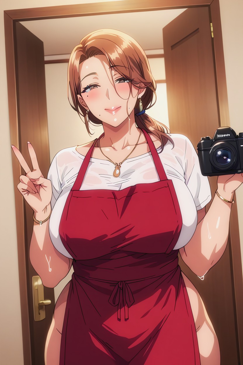 Earrings, Sweaty, Necklace Hentai AI Porn