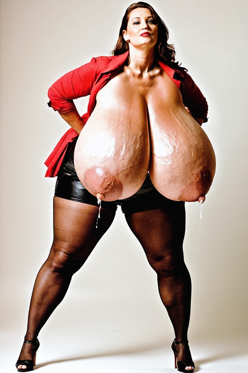 Simple Background, Body Waist, Massive Saggy Boobs AI Porn