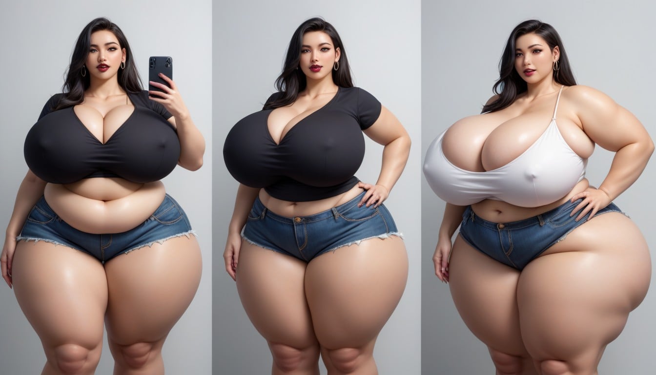 Hyper Ultra Mega Fat Ass, The Most Perfect Face, Hyper Fat Thick Curvy Fuller Figured Asian American College Woman BBW AI Porn