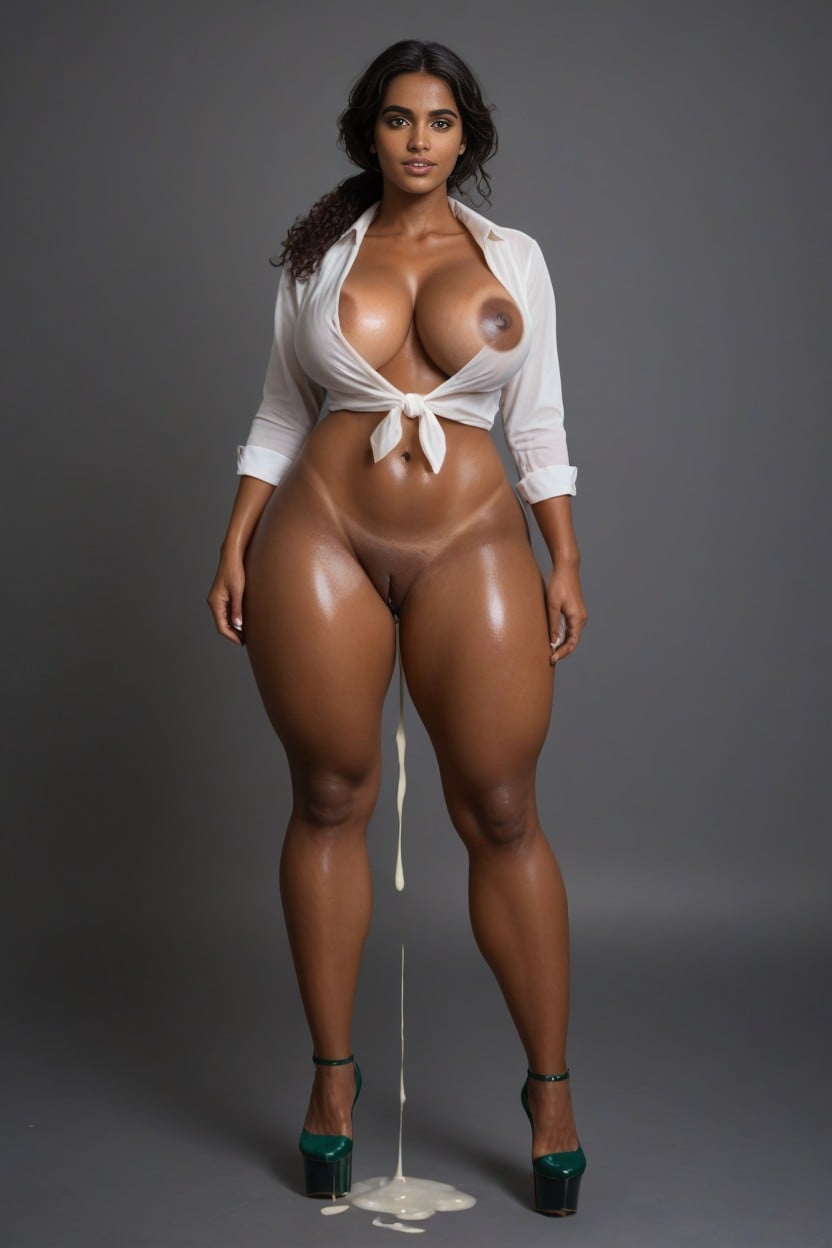 Oiled Skin, High Heels, Breasts Exposed Indian AI Porn