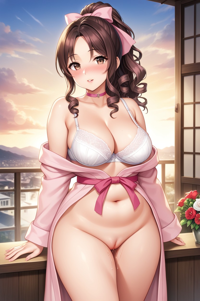 Brunette Hair, Porch, Perfect Waist Hentai AI Porn