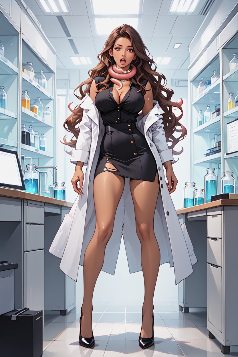 Unbuttoned Clothes, Southern European, Black Top AI Porn