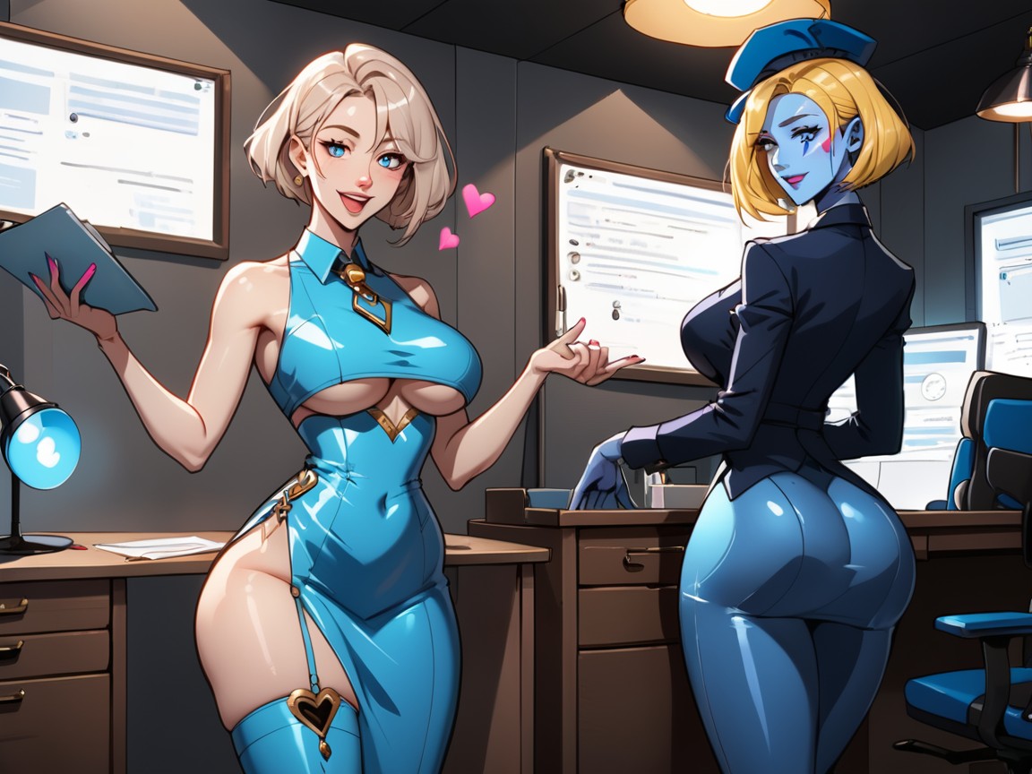 Visitor Badge Tray, Office Pants, Hourglass Body AI Porn