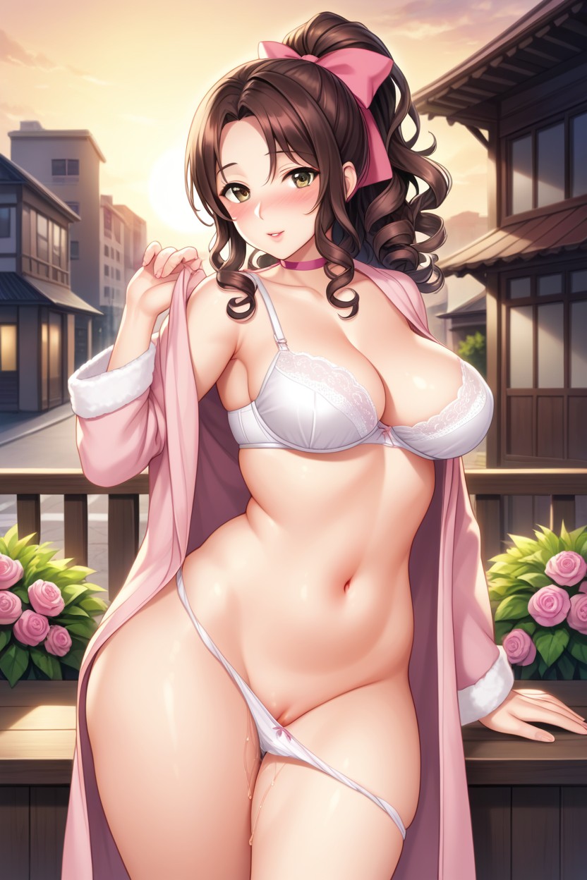 Beautiful Face, Bathrobe, Removing Panties Hentai AI Porn