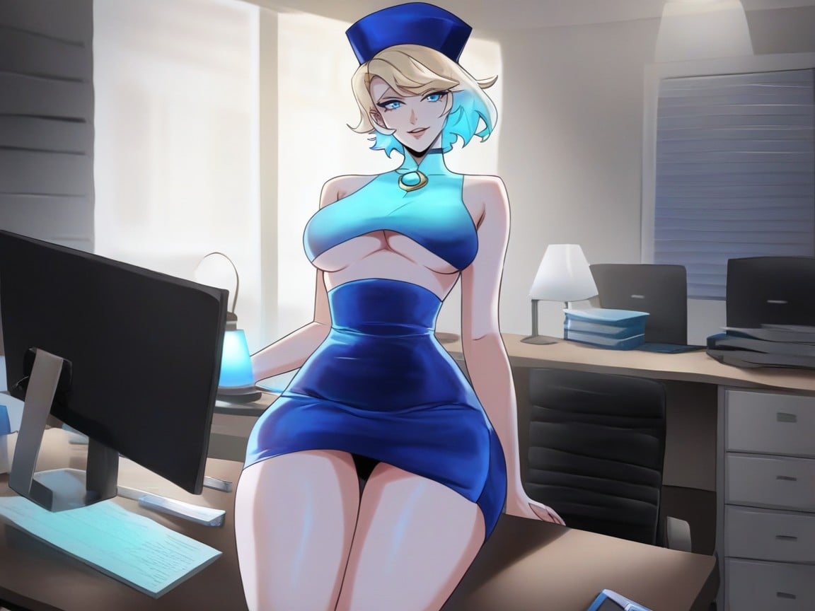 Reflective Metallic Highlights, Rounded High Breasts, Cul Arrondi Porno IA Hentai