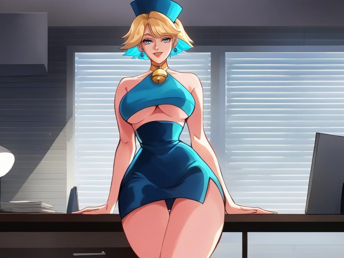 Low Torso Height, Round Blue Eyes, Reflective Metallic Highlights Porno IA Hentai