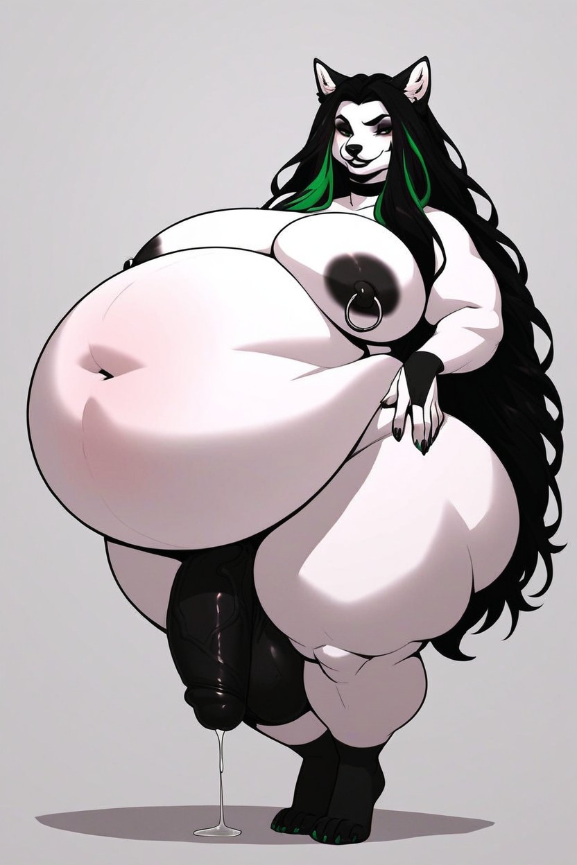Wide Hips, Female Face, Hyper Thick Body Furry AI Porn