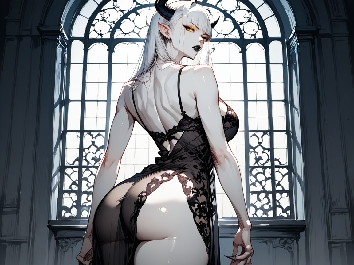 Over Shoulder, Ass Visible, Standing At Window Hentai AI Porn