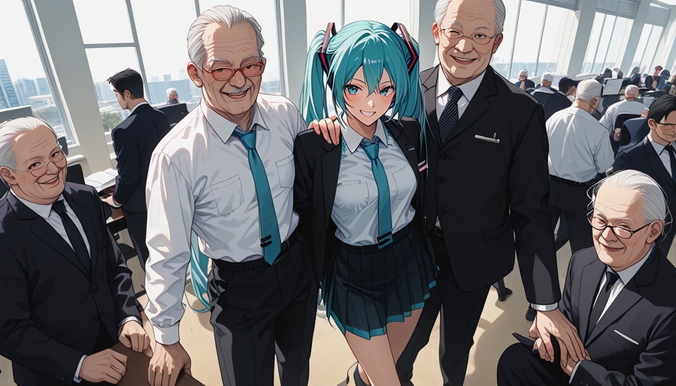 Plano Mediot, White Shirt, Winking Playfully Hentai IA