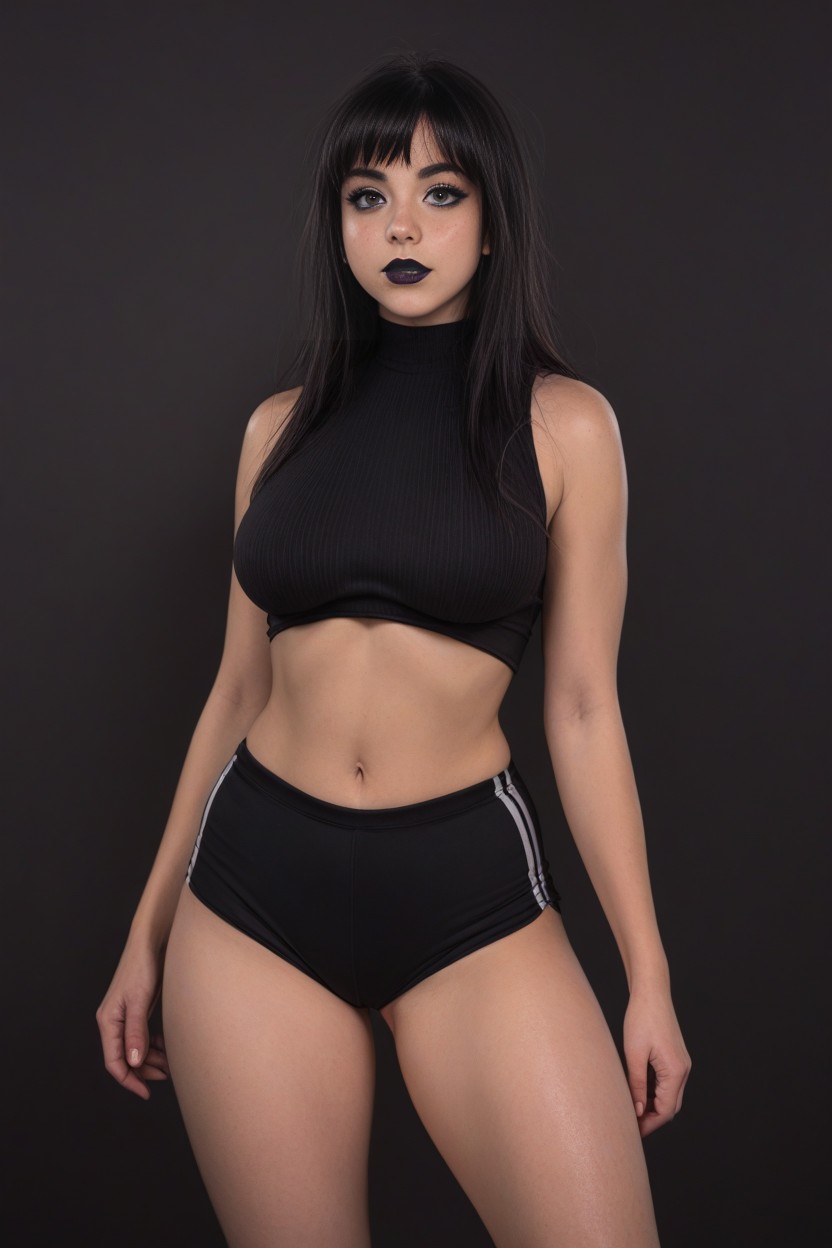 Bangs, Long Length Hair, Black Lipstick AI Porn