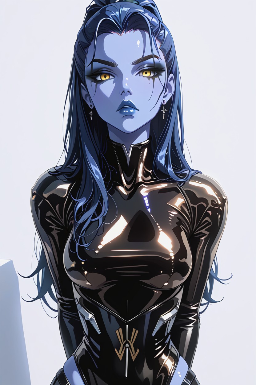 Black Stripper Heels, Cinematic Lighting, Deep Purple Blue Lipstick Hentai AI Porn