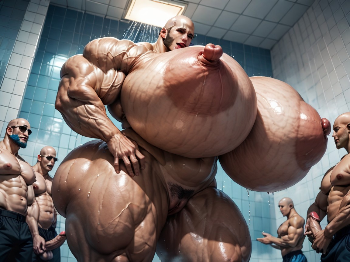 Mouth Agape, Massive Muscles, 20+ AI Porn