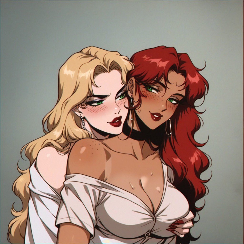 Horny, Seductive, Lesbian Kissing AI Porn