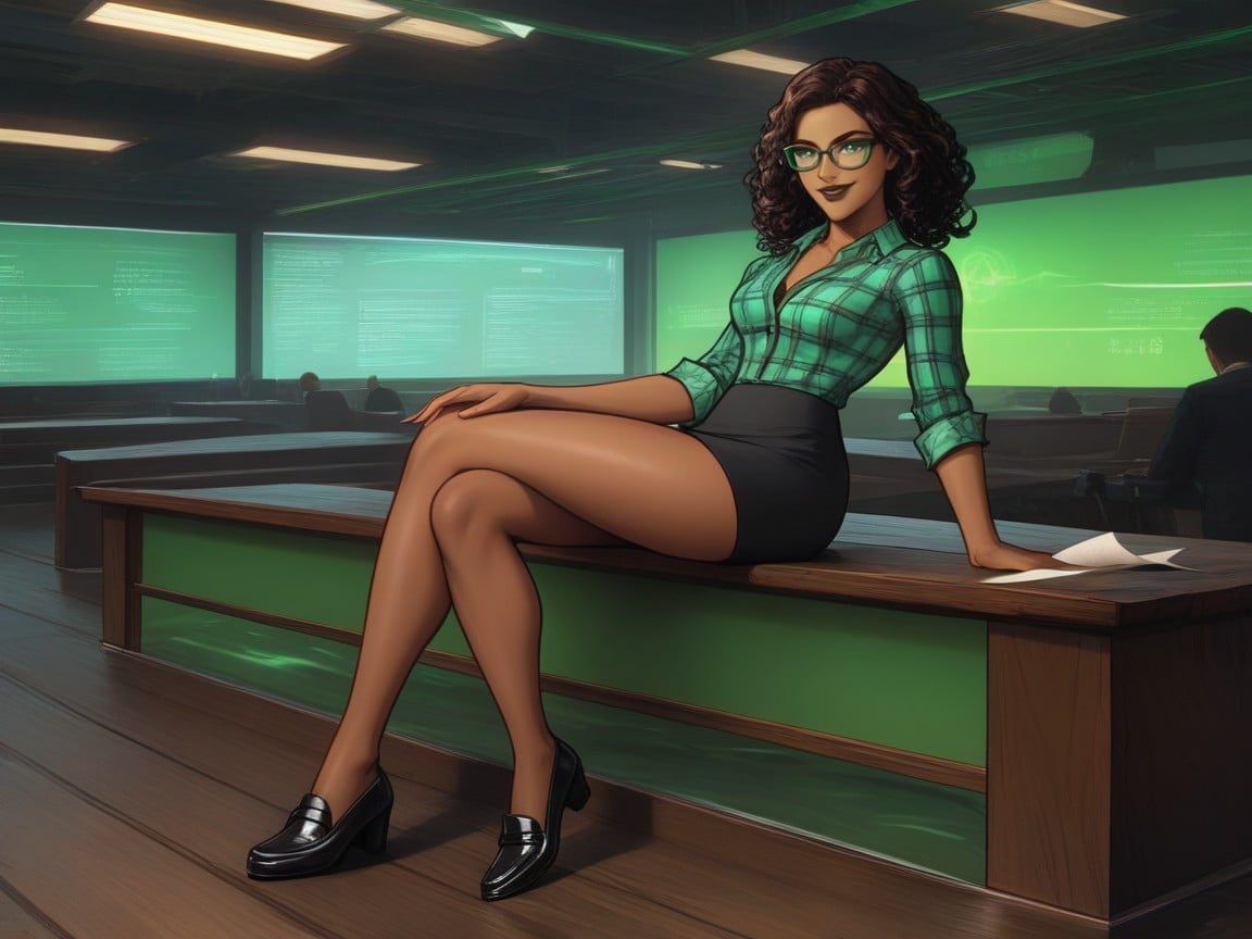 Squared Thighs, Green Glasses, Sonrisa Burlona Porno latina IA