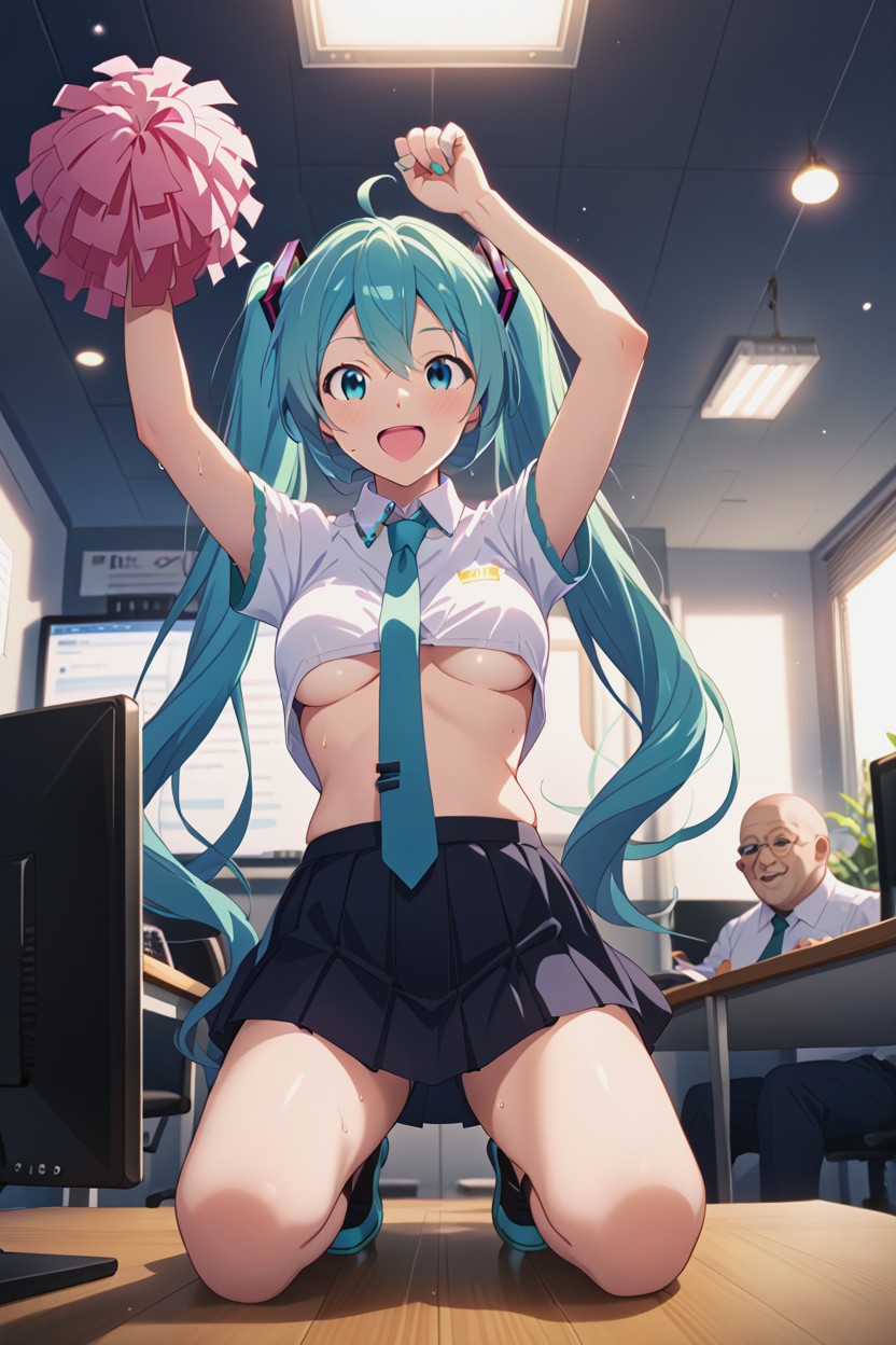 Wide Angle, Desks, Fat Bald Man Seated In Desk Hentai AI Porn