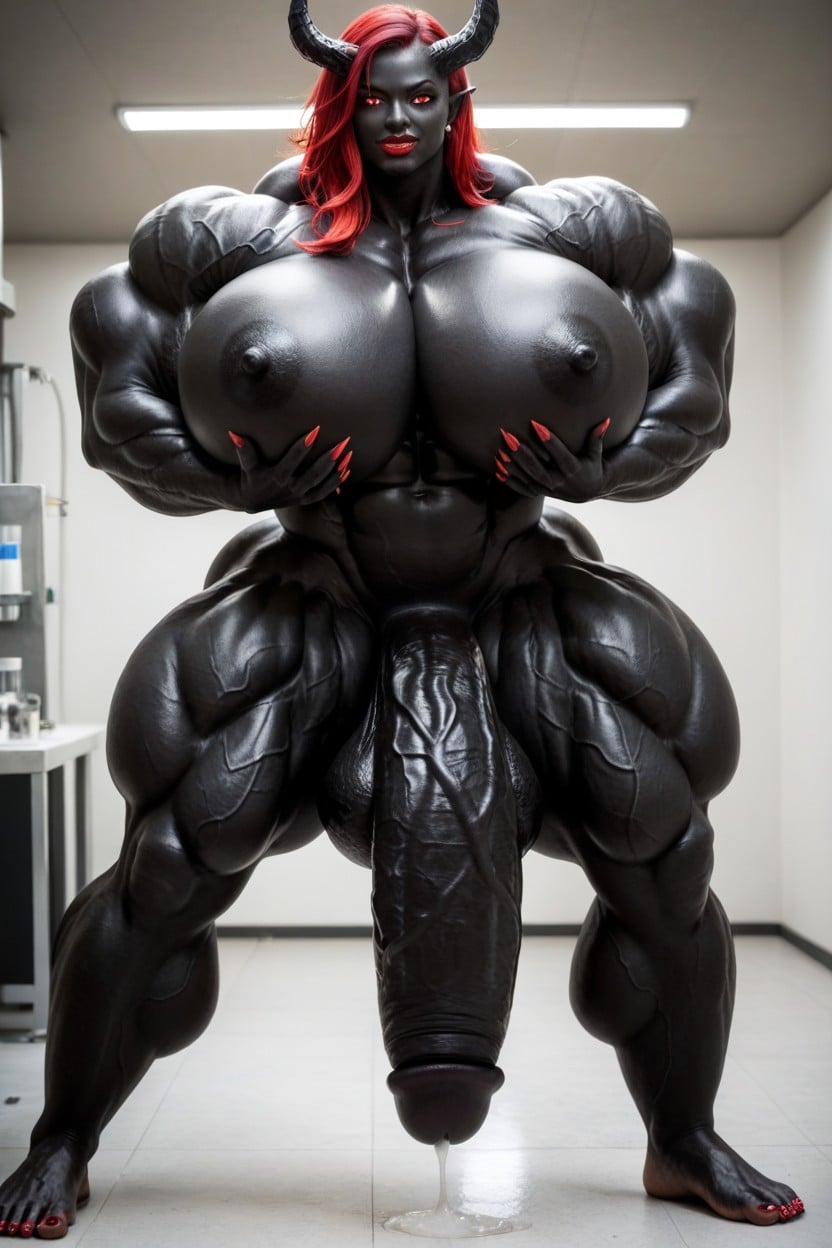 Lab, Muscular Veins, Gigantic Shoulders Shemale AI Porn