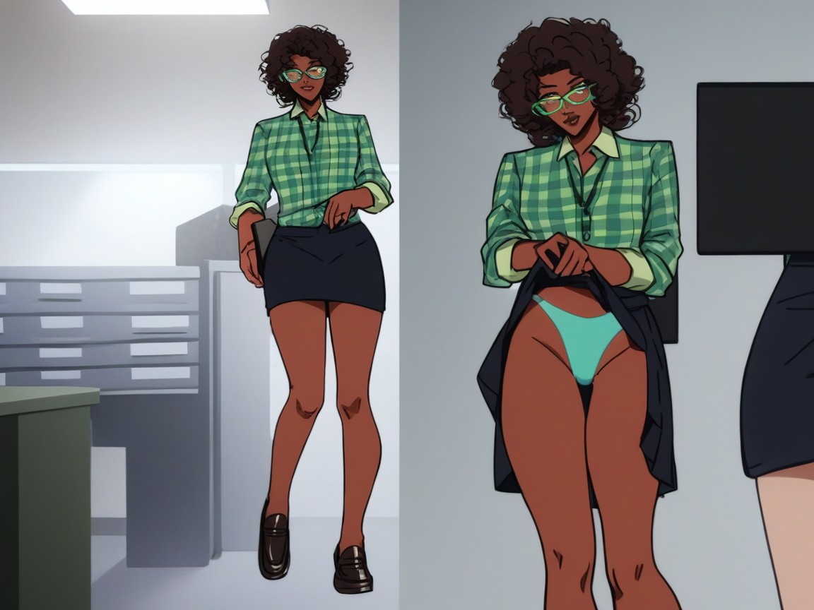 Copy Room, Squared Torso, Green Glasses Hentai AI Porn