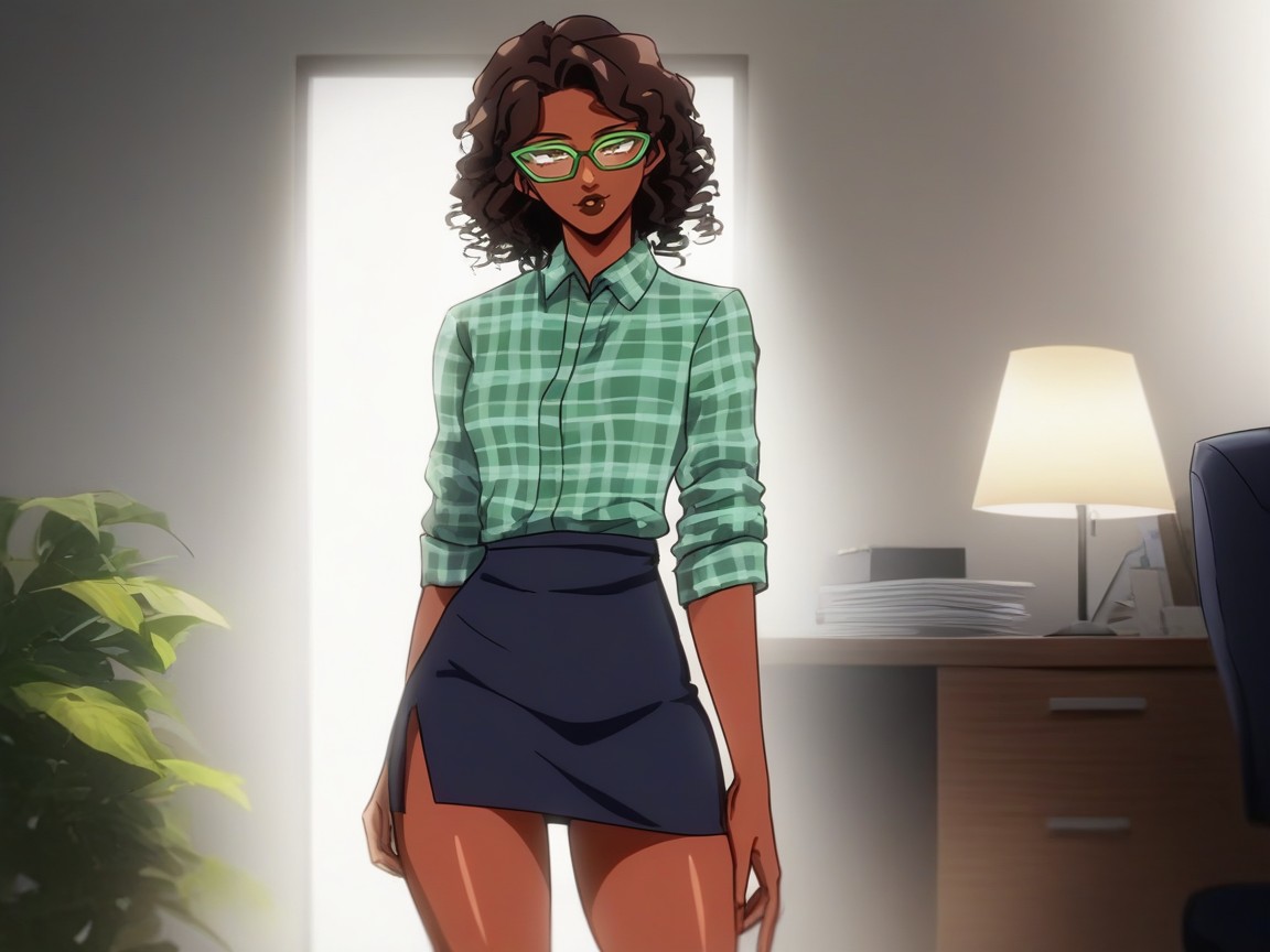 Dark Brown Skin, Squared Hips, Rolling Cart Hentai AI Porn