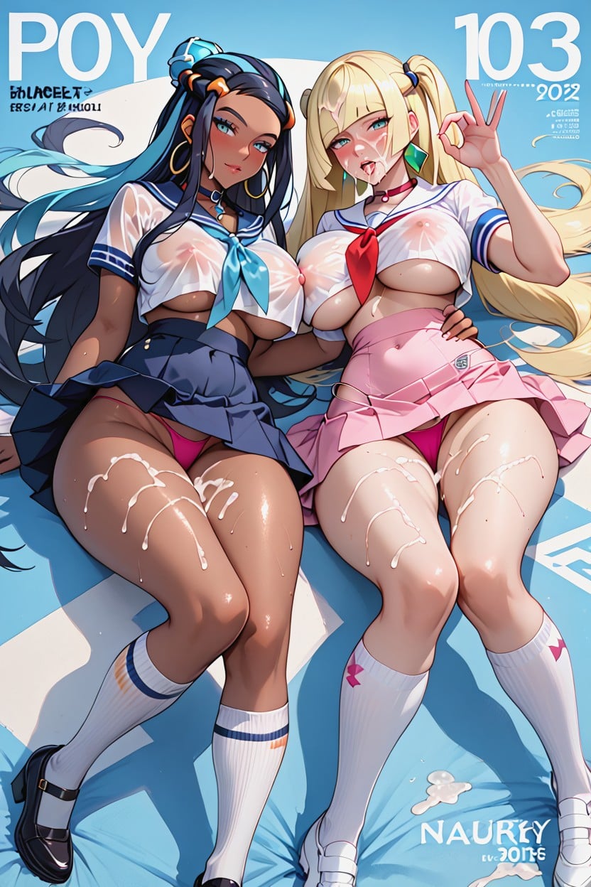 Eyes Half Closed, Sailor Suit, Oiled Skin Hentai AI Porn