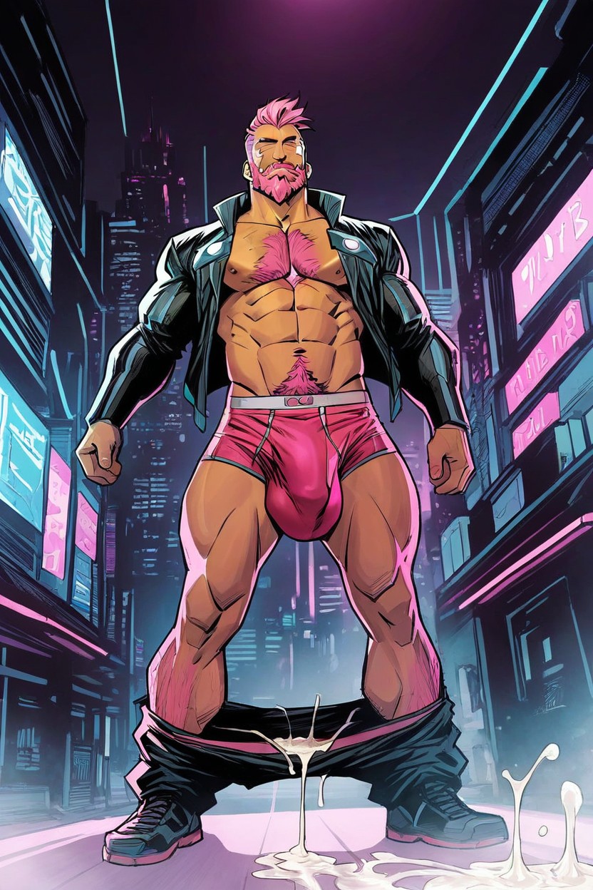 Gigantic, Male Bodies Only, Pink Hair AI Gay Porn