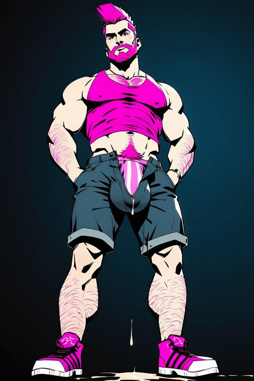 Cum Trough Underwear, En Forme, Huge Bulge Under Bermuda Shorts Porno IA Gay