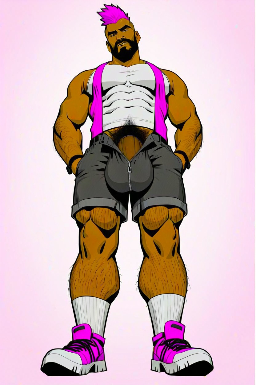 Very Thick Beard, Du Bas Vers Le Haut, Debout Porno IA Gay