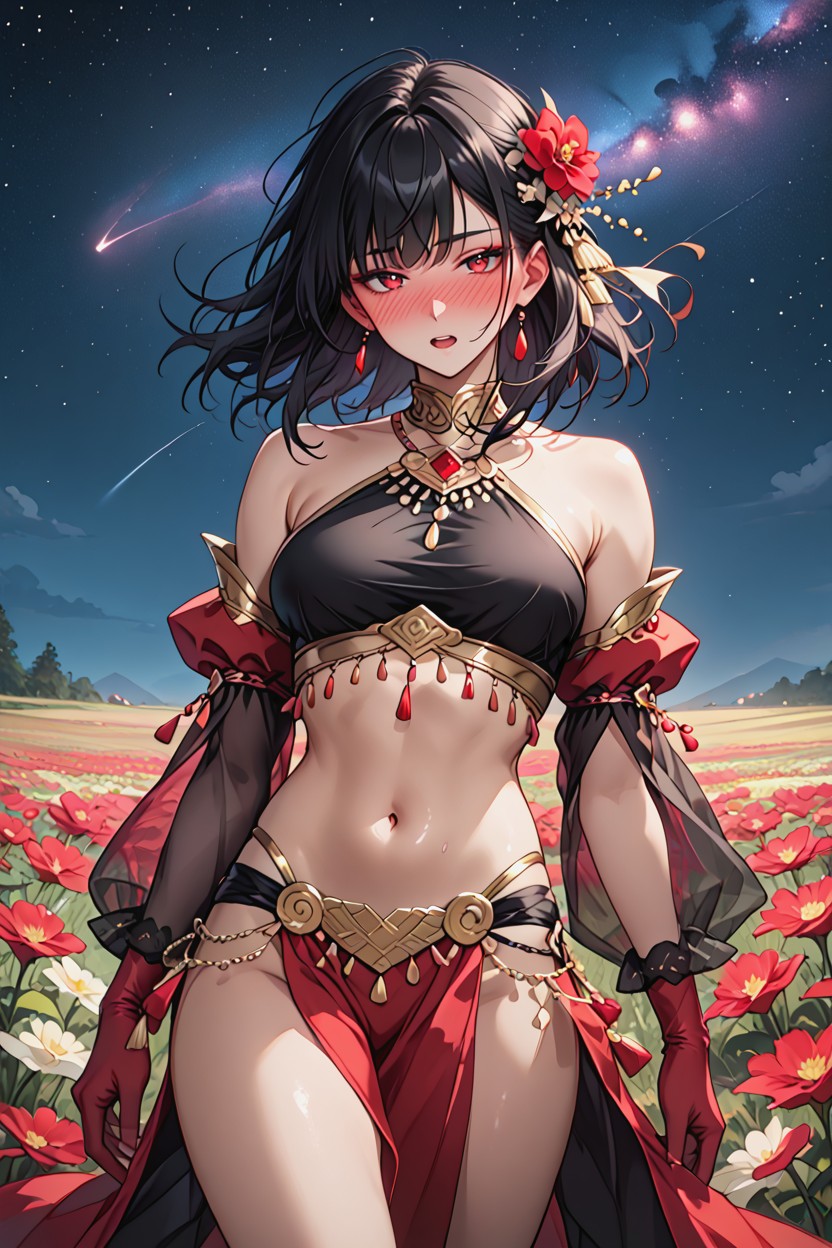 25+, Starry Night, Red Gloves Hentai AI Porn