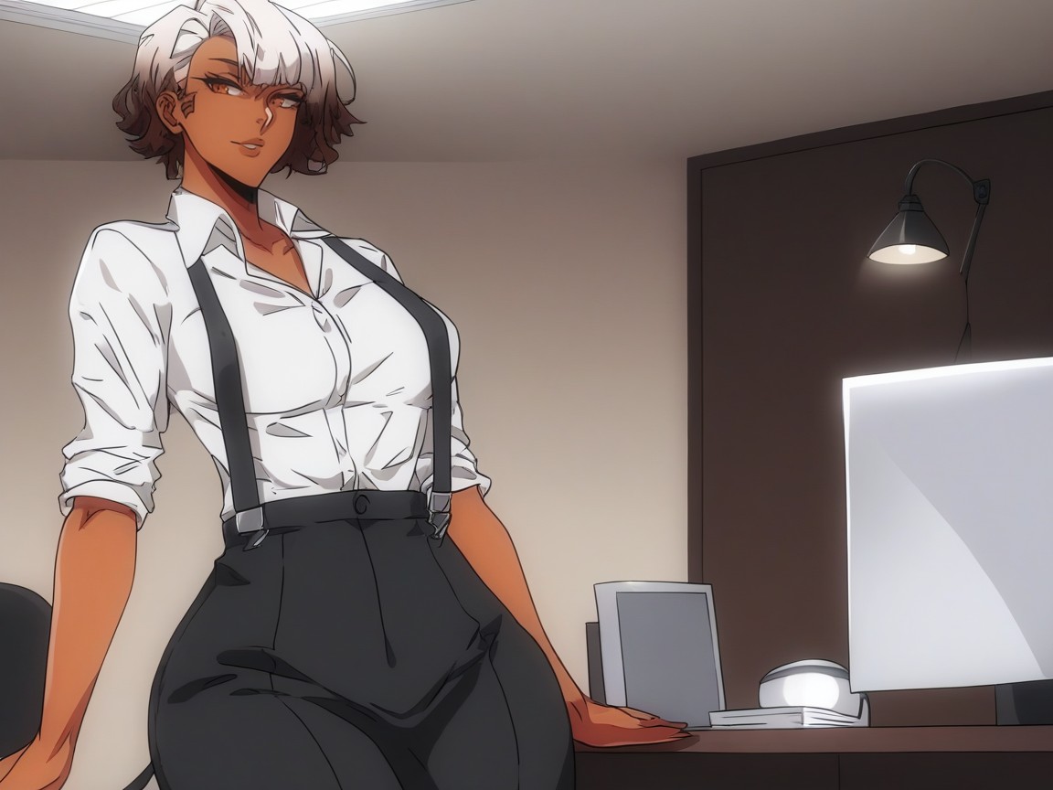 Squared Thick Thighs, Hard Light, Silver Tiger Print Skort Hentai AI Porn
