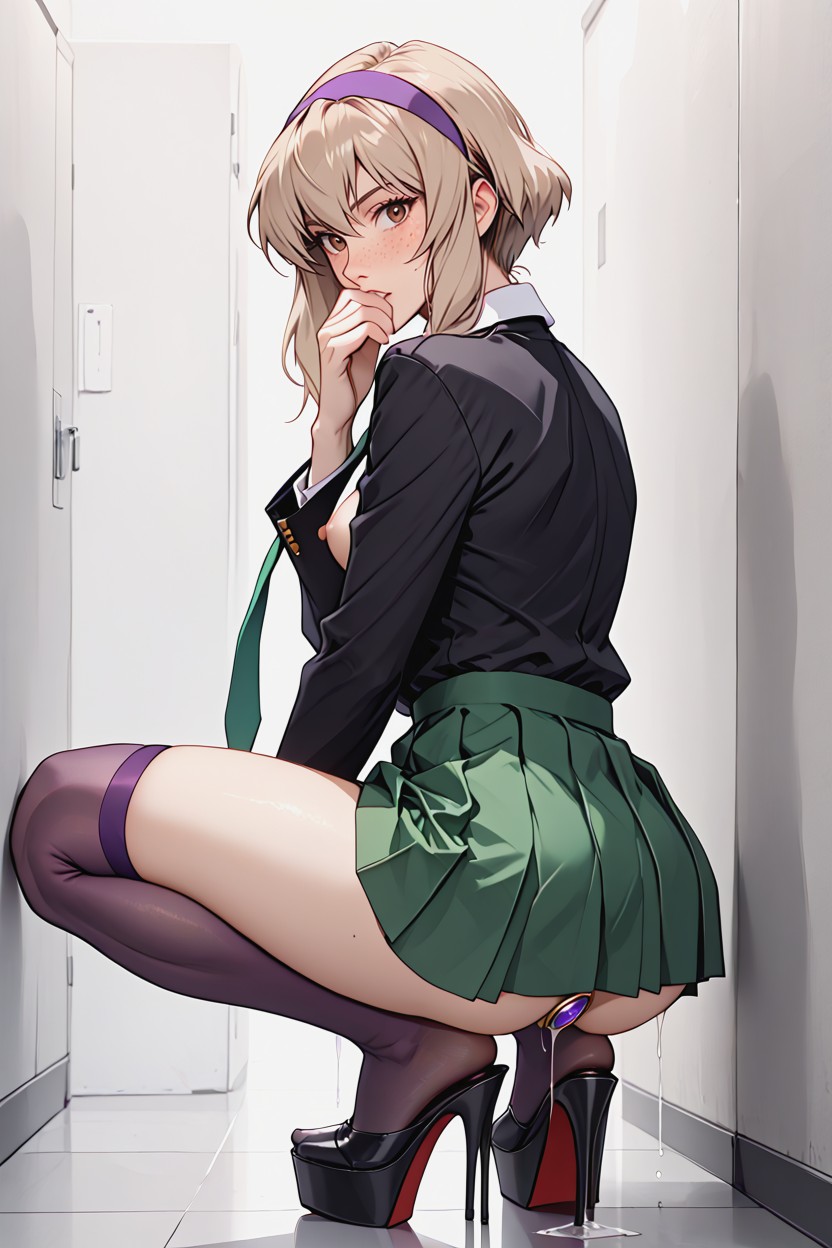 Uniform, Disney Eyes, Freckled Body AI Porn