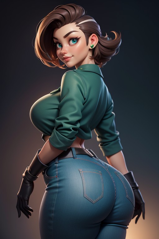 Correct Body Proportions, Curvy Hips, Side View Of Large Round Bubble Ass Hentai AI Porn