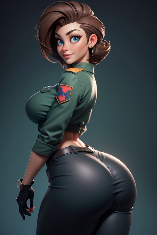 Military, Head Bald On The Sides, Black Gloves Hentai AI Porn