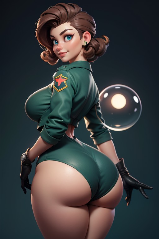 Shaved Bald On The Sides Of Head, Looking Back At Viewer, Buzzcut Hentai AI Porn