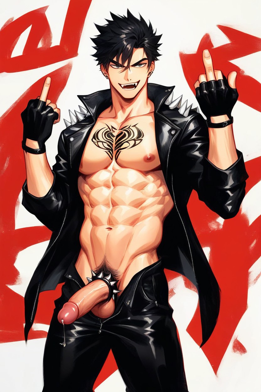 Jacket, Light Skin Penis, Model Pose AI Gay Porn