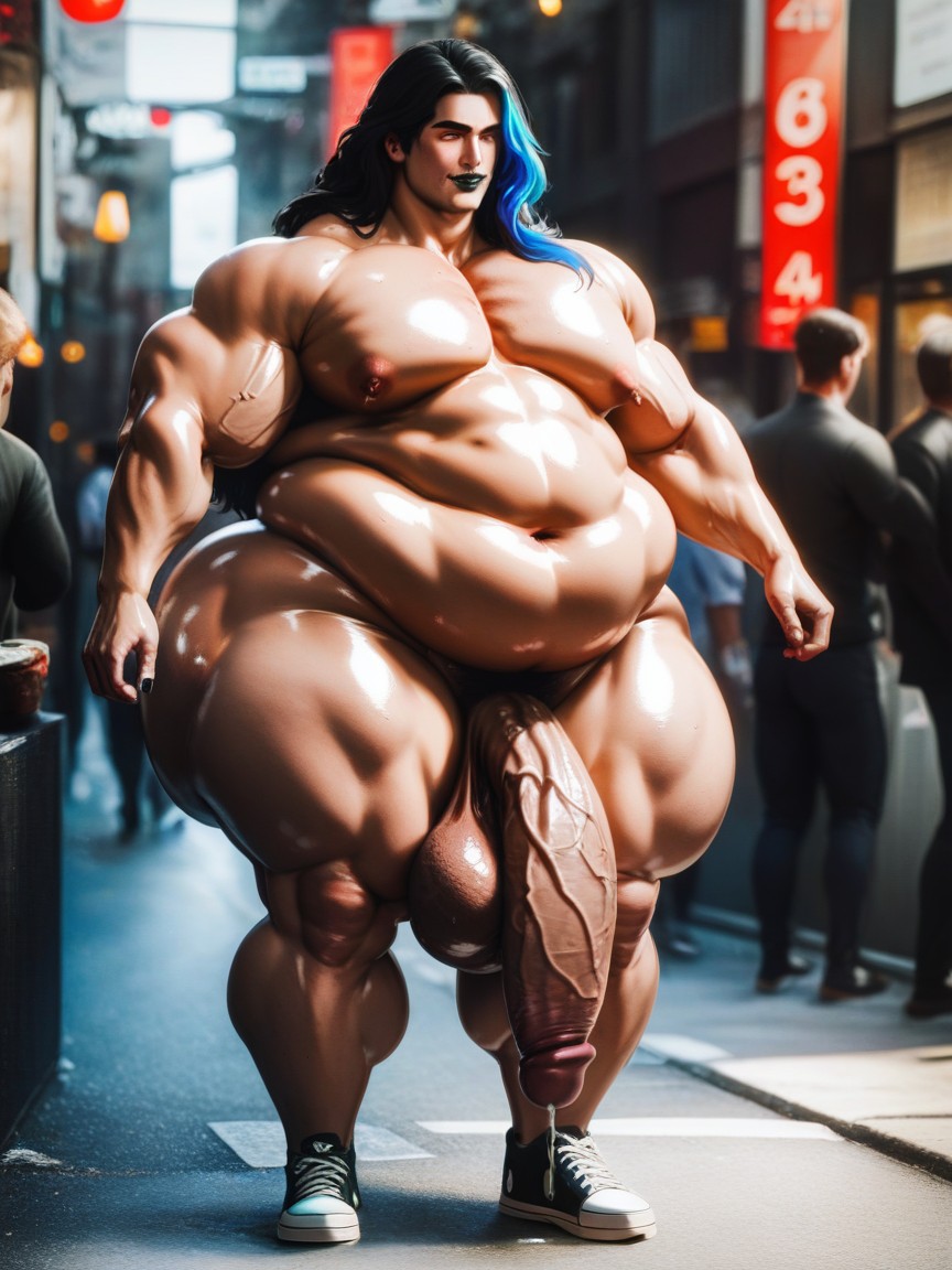 Puffy Nipples, Hyper Extreme Penis Length, Extremely Low Sagging Balls Porno IA Gay