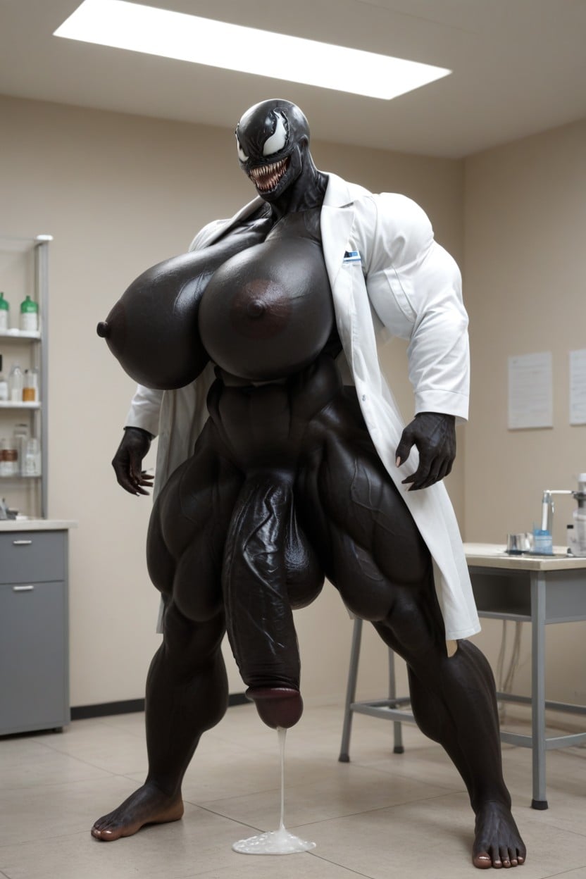 Gigantic Tits, Hyper Muscular, Extremely Long Black Cock AI Porn