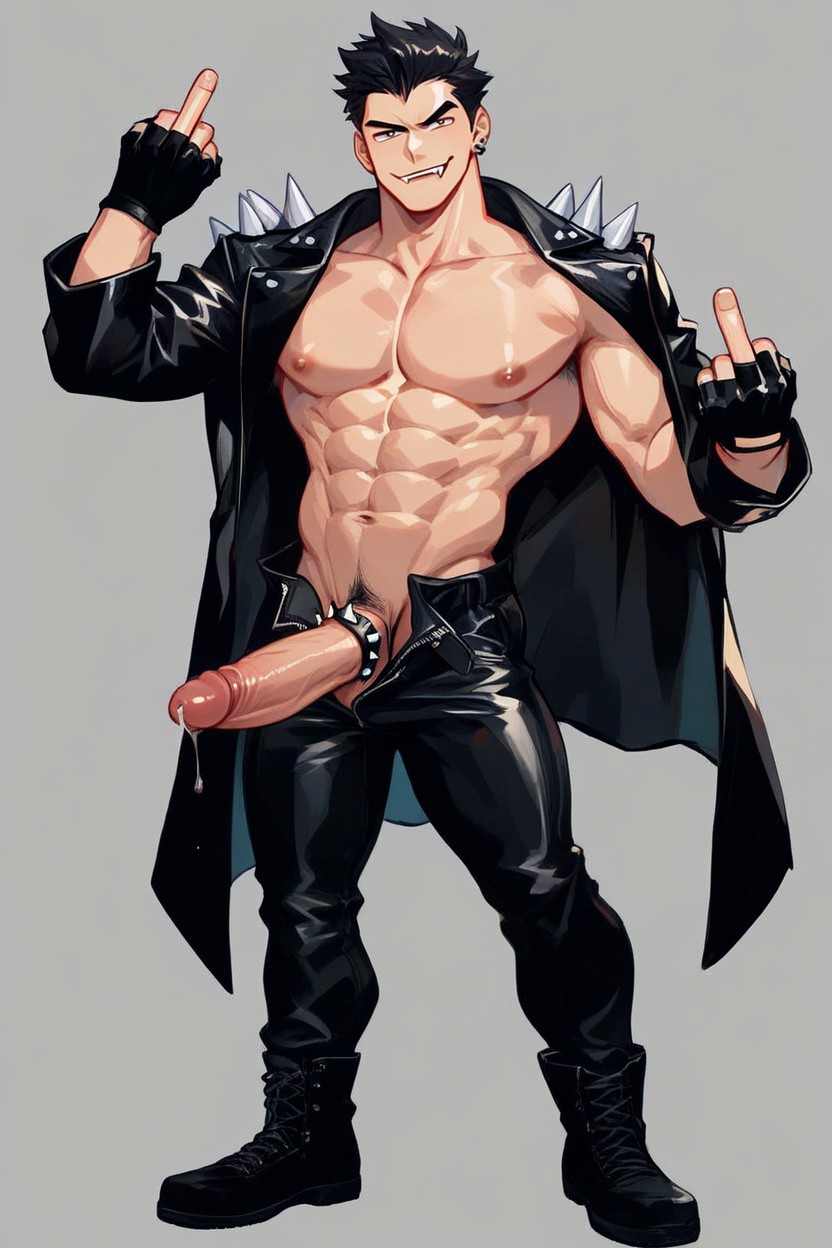 Light Skin, Black Hair Color, Angry Smug Face AI Gay Porn