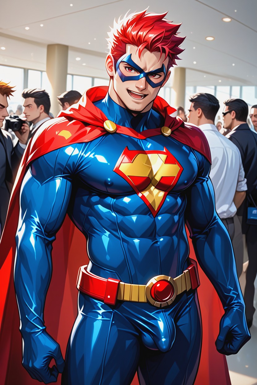 Cleavage, Cosplay, Red Spiked Hair AI Gay Porn