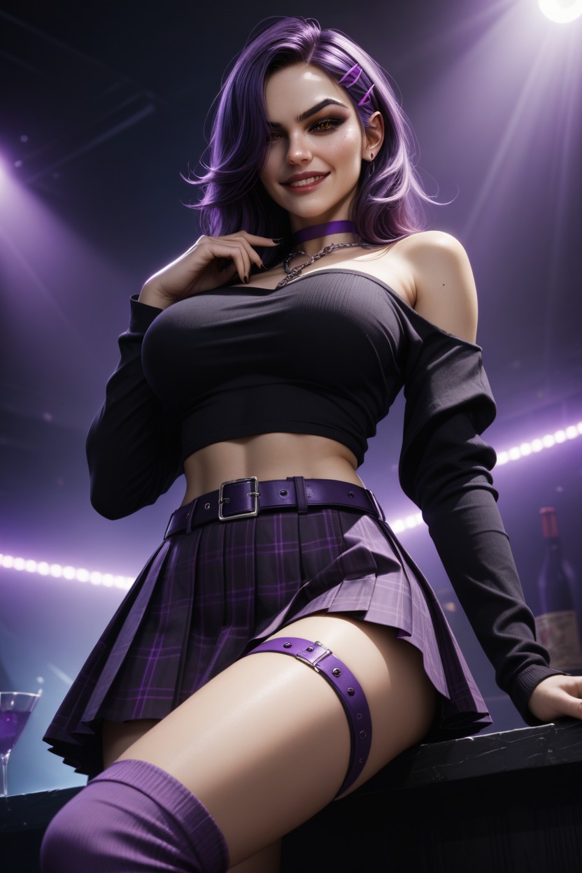 Cowboy Shot, Purple Choker, Smug Smirk AI Porn