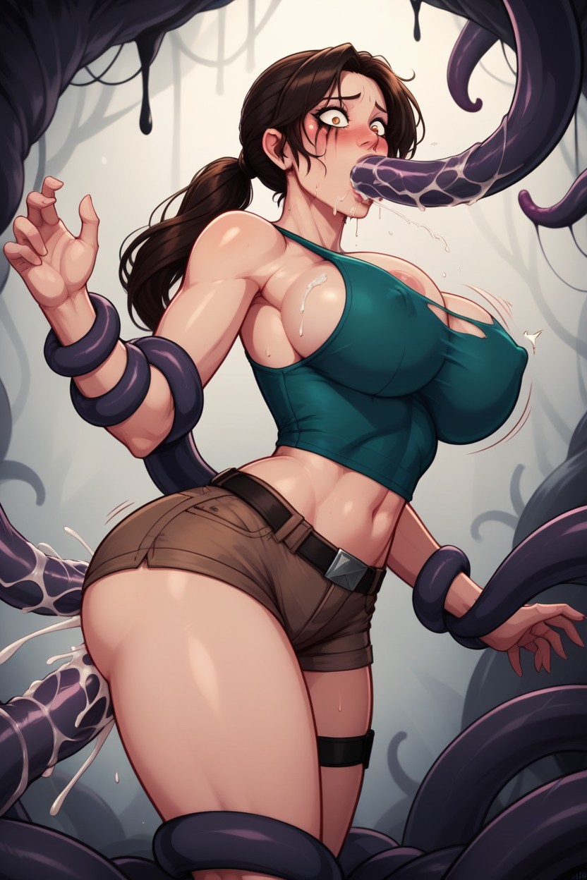 Green Tank Top, Dark Lighting, Extremely Wide Eyes Hentai AI Porn