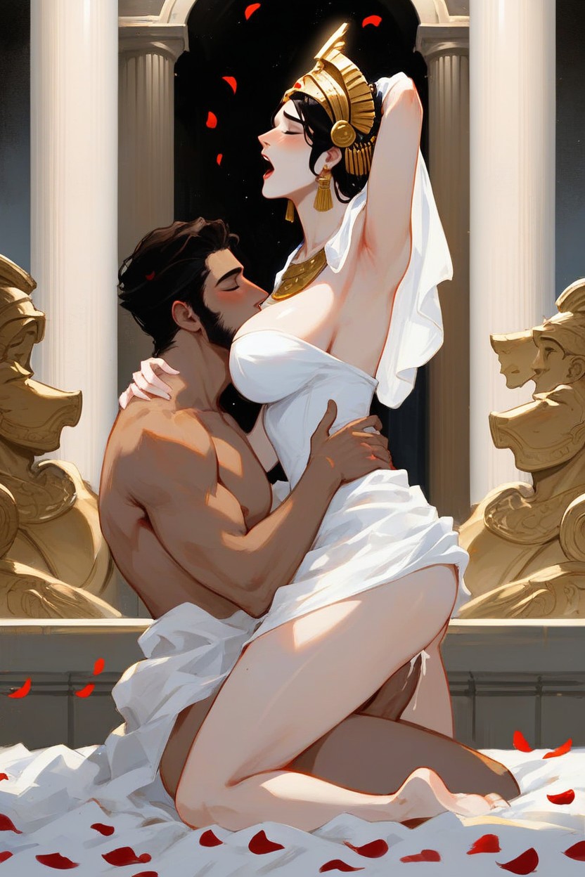Romantic, Both Of The Women Arms Are Raised, The Is Wearing Corinthian Helmet Hentai AI Porn