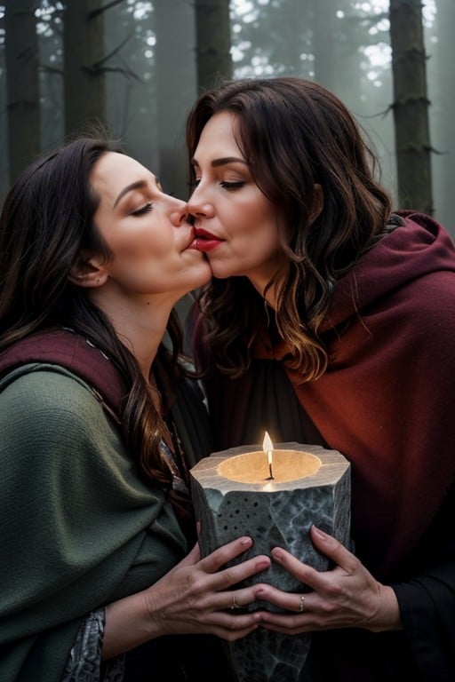 Leaning Forward To Kiss, People Lined Up To Fuck Her, Moonlight AI Porn