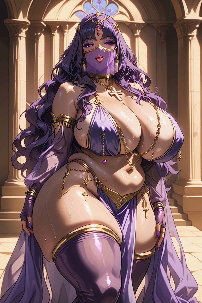 Giant Woman, Straight Purple Hair, Bbw Hentai AI Porn